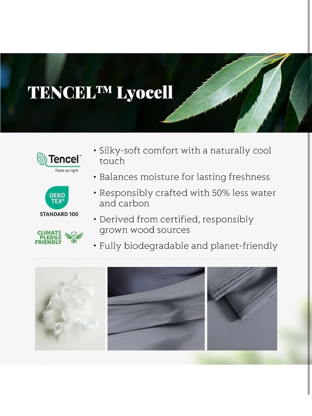 NEW Hot Sleeper Sheets Tencel Duvet Cover Set, Twin/TwinXL Size - Dark Grey